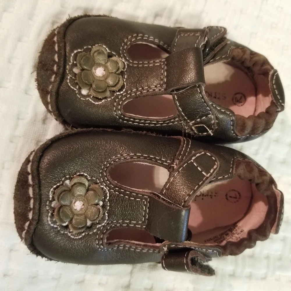 Stride Rite First Walkers Brown Flower Shoes